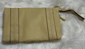 Daisy Fuentes Y2K Wristlet Clutch Purse Yellow Tan Gold Hardware Buckle Bag thumbnail 1