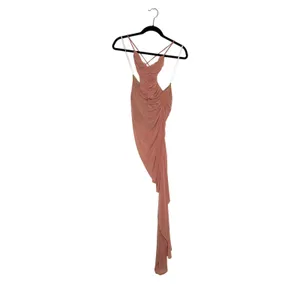 Michael Costello X Revolve Mesh Follie Maxi Gown Mauve Pink Women's Size Small thumbnail 4