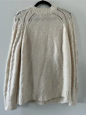 J Crew Cream Chunky Knit Alpaca Wool Blend Cable Knit Sweater Medium Oversized thumbnail 6
