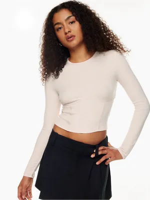 ARITZIA SUNDAY BEST Dove Long Sleeve Corset Tee thumbnail 1