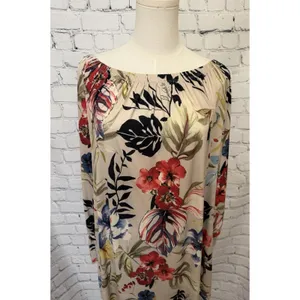Venus off-the-shoulder long-sleeve tunic Dress with a Floral Print - Medium thumbnail 2