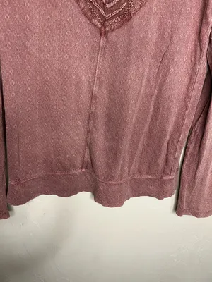 Free‎ People Embellished Embroidered Sheer Lace Boho Mauve Long Sleeve Top thumbnail 4