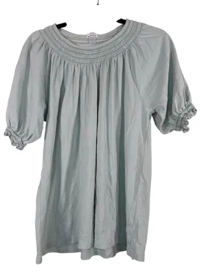 Lake Light Green Puff Sleeve Blouse Womens L Peasant Shirt Casual Staple Basic thumbnail 1