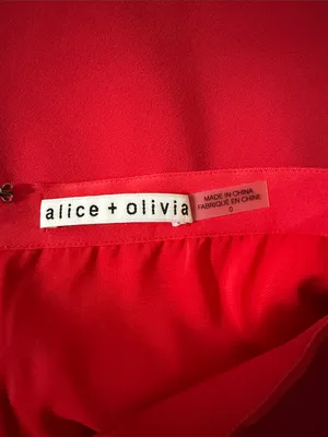 Alice + Olivia Red Asymmetrical Wrap Mini Skirt Poppy Red thumbnail 6