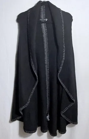 Alice + Olivia Black Long Open Front Wool Alpaca Blend Sweater Vest Size XS/S thumbnail 1