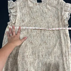 Orange Creek Midi Dress Women M Cream Floral Great Pleated Ruffle Flutter Sleeve thumbnail 8