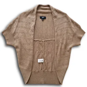 Mossimo Women Tan Pointelle Knit Open Front Cocoon Cardigan Short Sleeve Medium thumbnail 1