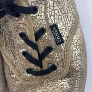 Vans Authentic Lo Pro Womens Size 5 Gold Cracked Foil Metallic Sneakers Skate thumbnail 5