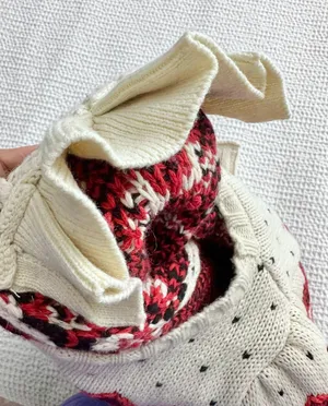 heart print wool knit cropped sweater thumbnail 7