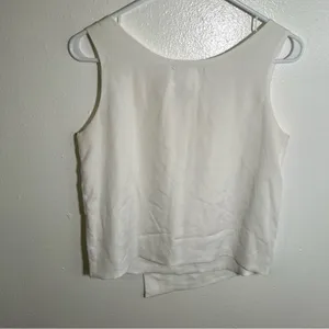 Vetiver Women's Sleeveless Blouse White Scoop Neck Faux Wrap Lined Boxy‎ thumbnail 6