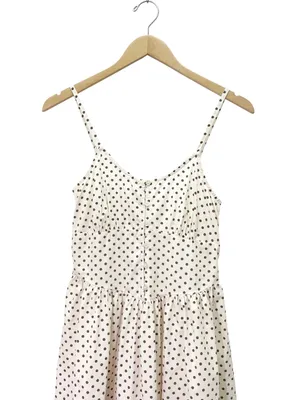 Dizzy Lizzy Polka Dot Smocked Midi Dress Small Cream Brown Cotton Cottagecore thumbnail 5