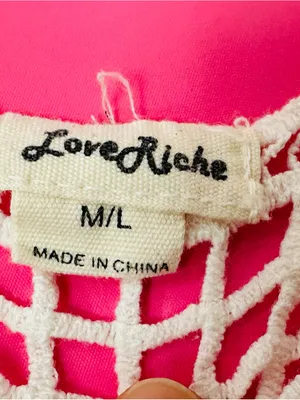 Love Riche White Crochet Fringe Swim Cover-Up with Pink Underlay thumbnail 3