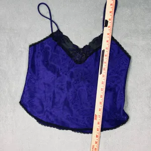 Sleep Solutions Purple Paisley Jacquard Lace Trim Camisole Top Women Small VTG thumbnail 6