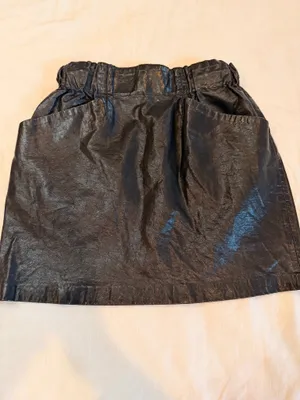 Zara Basic Black Faux Leather Paperbag Waist Mini Skirt XS thumbnail 2