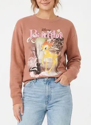 Disney Bambi Graphic Sweatshirt Brown Terracotta Crewneck Pullover Medium thumbnail 1