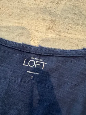 LOFT Navy Blue Ruffle V-Neck Sleeve Top Size Small thumbnail 3