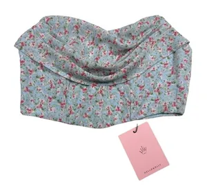 Hello Molly - Sylvan Scenes Floral Crop Top in Blue and Pink thumbnail 1