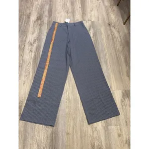 Noli Zurich Trouser Blue Gray Pinstripe Wide Leg Dress Pants Size 8 Women's New thumbnail 6