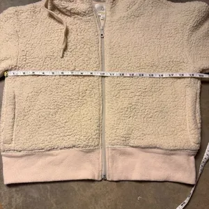 Aerie Offline Coat Womens Small CreamSherpa lined Teddy Bear Hoodie Jacket thumbnail 4