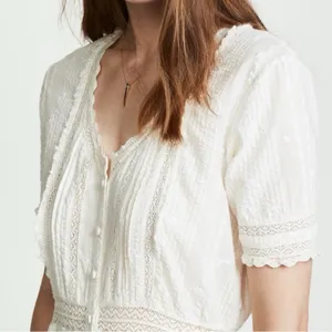 LoveShackFancy Bec Victorian Ruffle Peasant Midi Dress Farmhouse Ivory Size 2 thumbnail 15