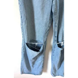 J. Crew '84 Low Rise Distressed Wide Leg Denim Jeans Light Blue Wash Size 31 thumbnail 6