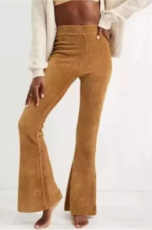 AERIE Groove On Ribbed Flare Velour Pants Size Large thumbnail 1