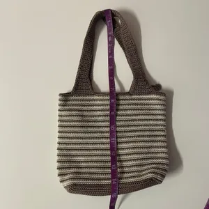 The Sak Small Brown & Cream Striped Knit Handbag GUC thumbnail 7