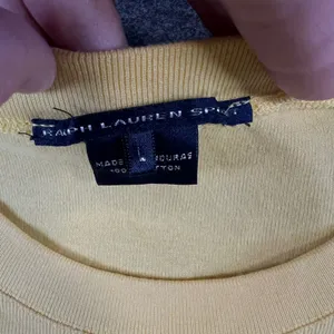Ralph Lauren Sport Women Yellow Cotton Ribbed Crew Neck T-Shirt Size L Pony Logo thumbnail 3