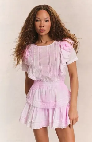LoveShackFancy Natasha Heritage Mini Dress Pink Sz P (00)Fairy Whimsy Boho thumbnail 1