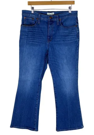 Madewell Cali Demi-Boot Solid Jeans Blue High Rise Stretch Denim Size 10 thumbnail 1