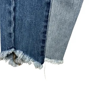 American Eagle SZ 6 Vintage Hi-Rise Cropped Jeans Button-Fly Two-Tone Chewed Hem thumbnail 3