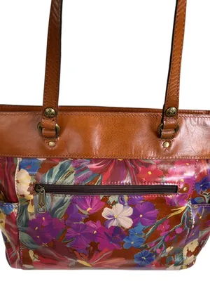 EUC Patricia Nash Leather Bolsena Shoulder Bag Summer Florals Retail $229.00 thumbnail 2