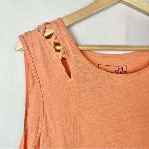 Free People We‎ the Free Summers End Orange Linen Swing Tank Top S thumbnail 5