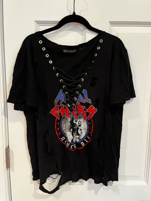 Rock Rose Couture Lace Up Distressed Band Tee thumbnail 3