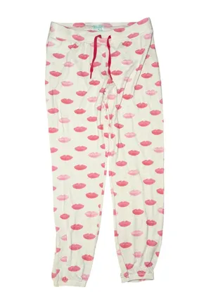 PJ‎ Salvage Sugarfina Pajama Pants White Pink Medium Lips Print Lounge Sleepwear thumbnail 1