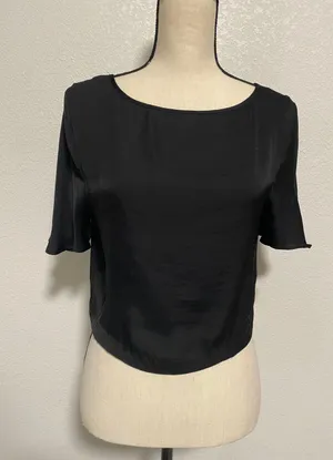 Victorias Secret Black Satin Crop Top thumbnail 1
