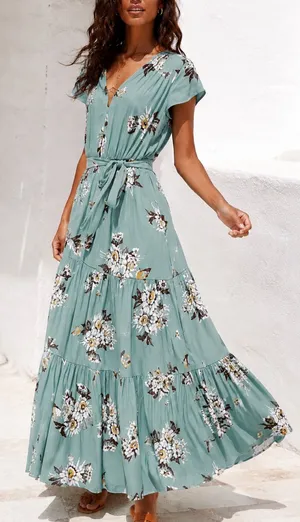 Free People All I Got Floral Printed Maxi Dress 0 XS Blue thumbnail 1