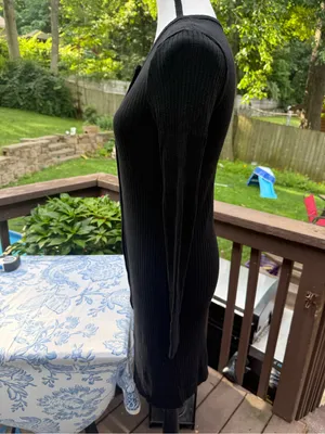 Zara Black Ribbed Button-Front Long Sleeve Dress size m medium thumbnail 3
