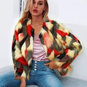 Faux Fur Coat Shabby Chic Boutique Lined Thick Fluffy Red Brown Tan Black Fur thumbnail 4