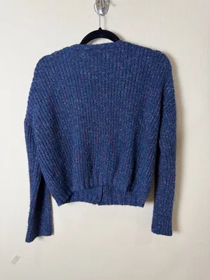 Wild Fable Variegated Thread Cropped Cardigan Blue Size XS thumbnail 5