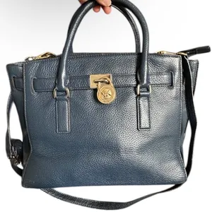 Michael Kors Traveler Satchel in Navy Pebbled Leather thumbnail 2