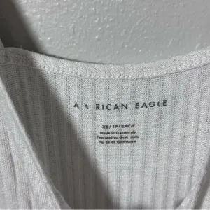 American‎ Eagle Women White Tank Top Crop Button Front Knit Size XS thumbnail 3