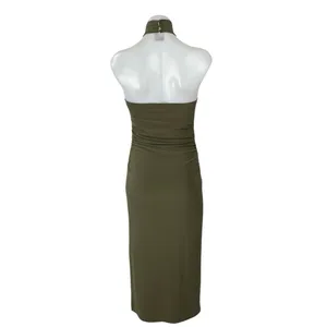 Aritzia Wilfred Smooth Matter Remedy Olive Green Halter Slit Maxi Dress Size XS thumbnail 4