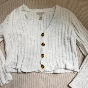 Love Change Women's White a knit Cardigan Sweater with Buttons M thumbnail 1