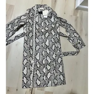 Choosy NWT Women Small Faux Snakeskin Leather Trench Coat Duster Jacket Chic thumbnail 12