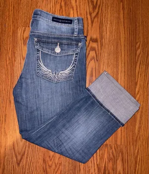 Vintage Rock & Republic Cropped Faded Blue Denim Ankle Jeans thumbnail 1
