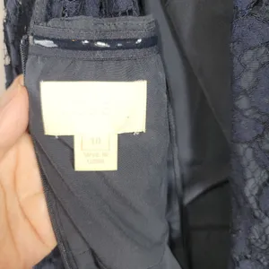J.Crew Women's Navy Blue Floral Lace High Neck Sleeveless Cocktail Dress Size 10 thumbnail 2