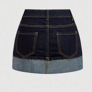 Shein Dark Denim Mini Skirt Blue thumbnail 2