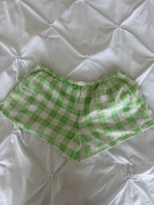 Urban Outfitters Green and White Gingham Lounge Shorts thumbnail 3