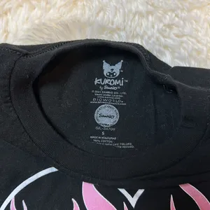 Bioworlds Anime Cartoon Kuromi By Sanrio Flaming Heart Graphic Crop Tee thumbnail 2